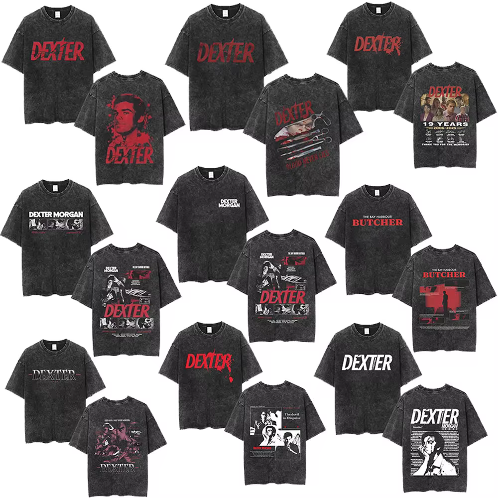 TV Play Dexter Morgan Lavé Vintage T-shirts Hommes Femmes Rétro Surdimensionné Manches Courtes T-shi