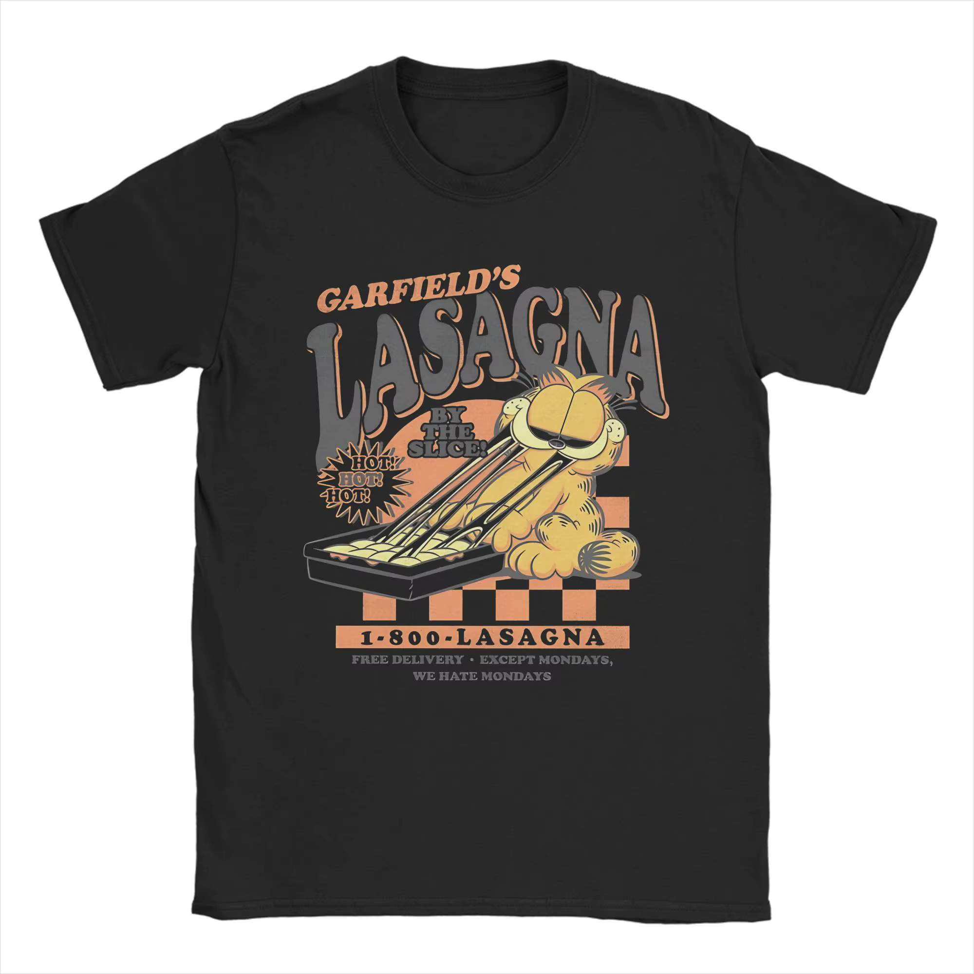 Garfields Vintage By The Slice Lasagna T-Shirts T-shirt drôle 100% coton à col rond et manches court