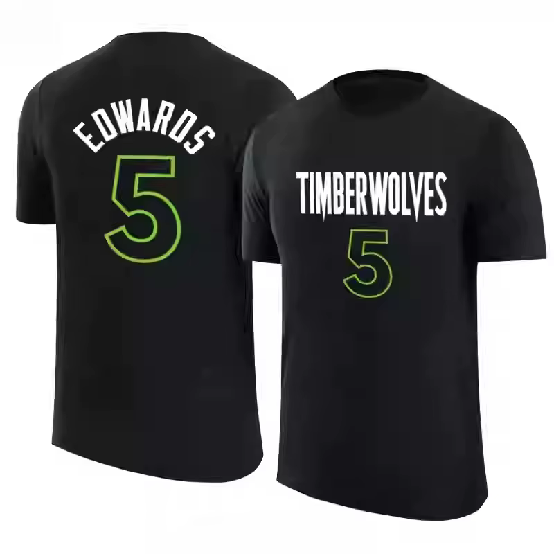 2025 Nouveau T-shirt Timberwolves Edwards n° 5 Jersey T-shirt graphique imprimé T-shirts à manches c