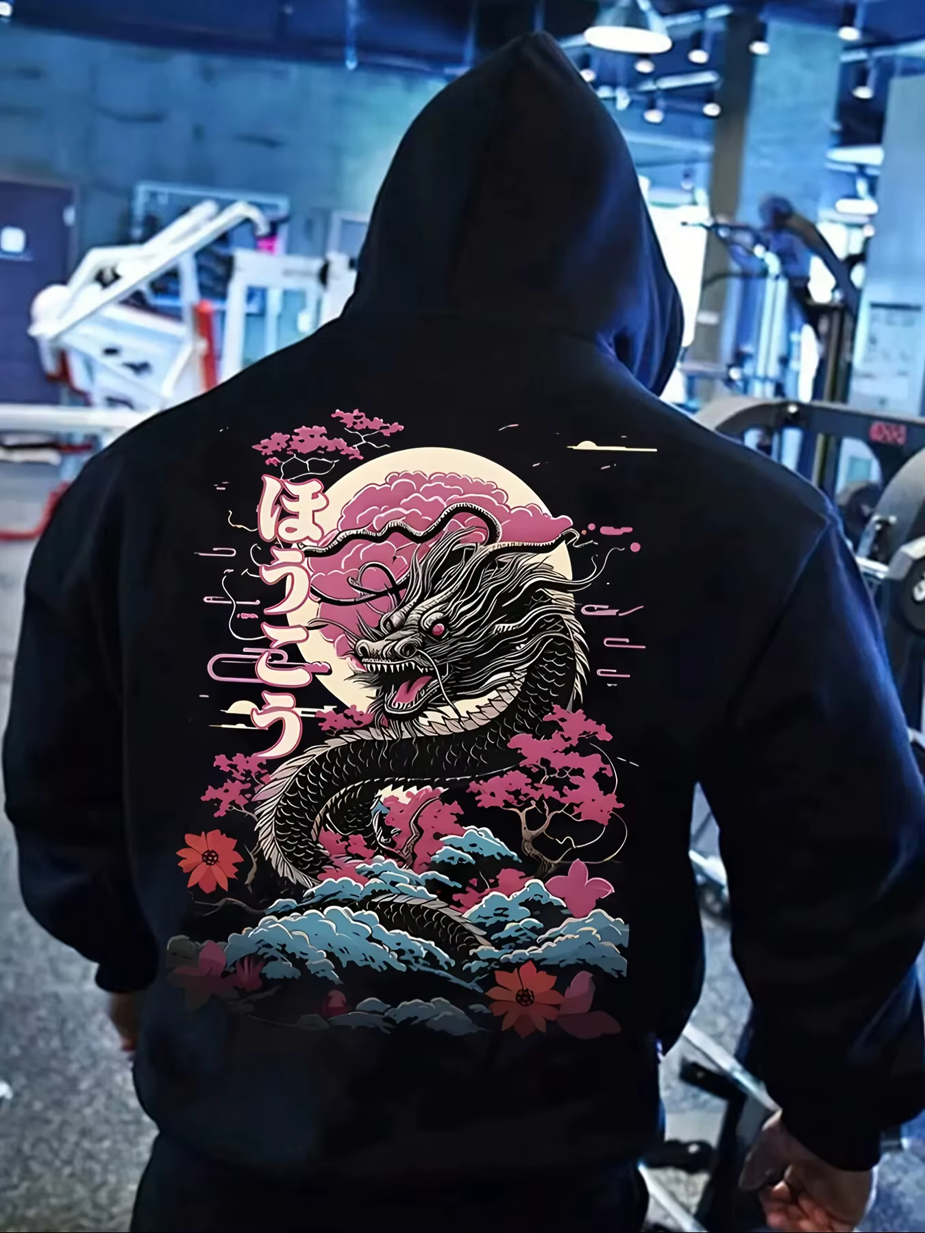Sweat à capuche essentiel pour homme, décontracté, polyvalent, sportif, minimaliste, motif dragon, p