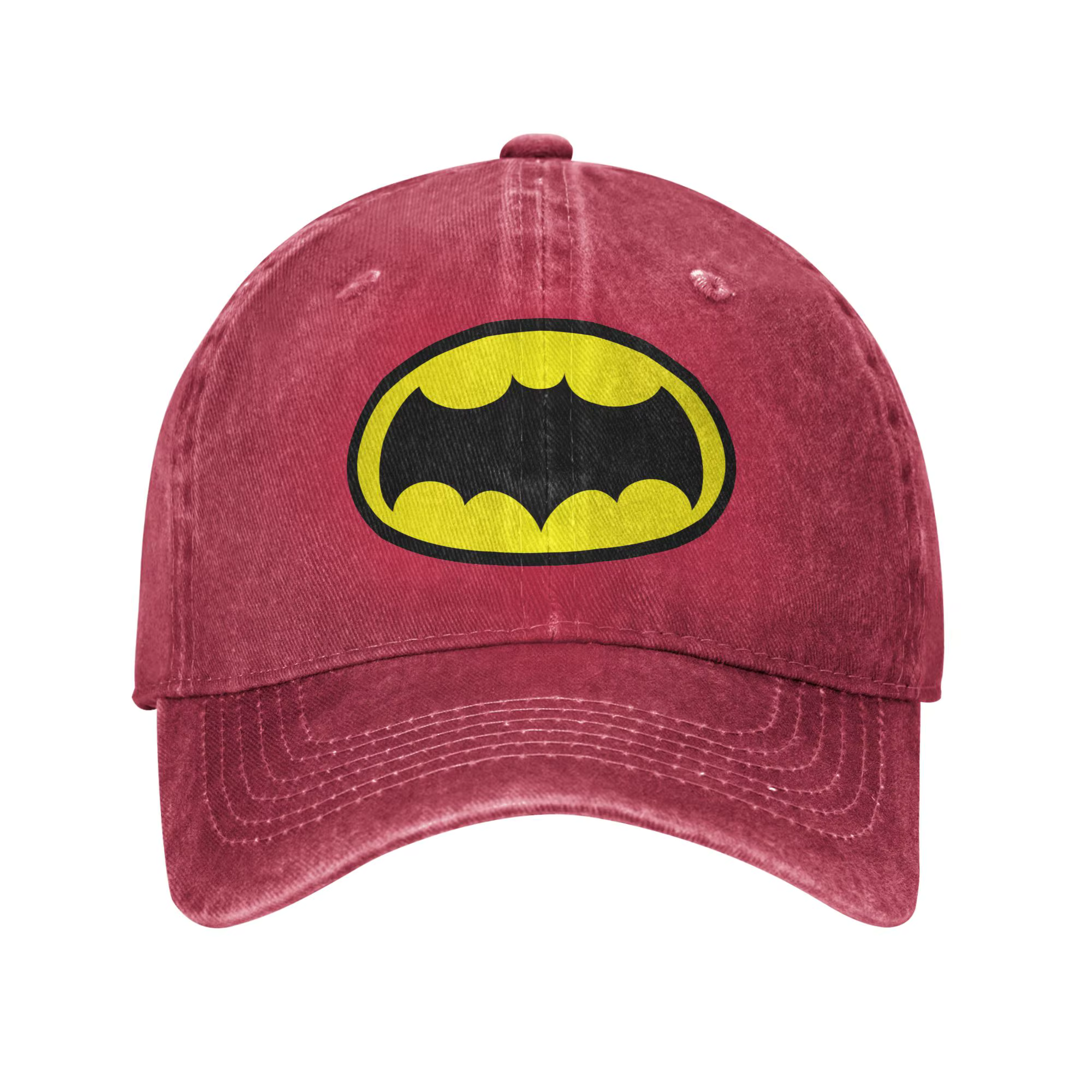 Casquette de baseball unisexe avec symbole Batman, en jean vieilli délavé, style vintage, ajustable,