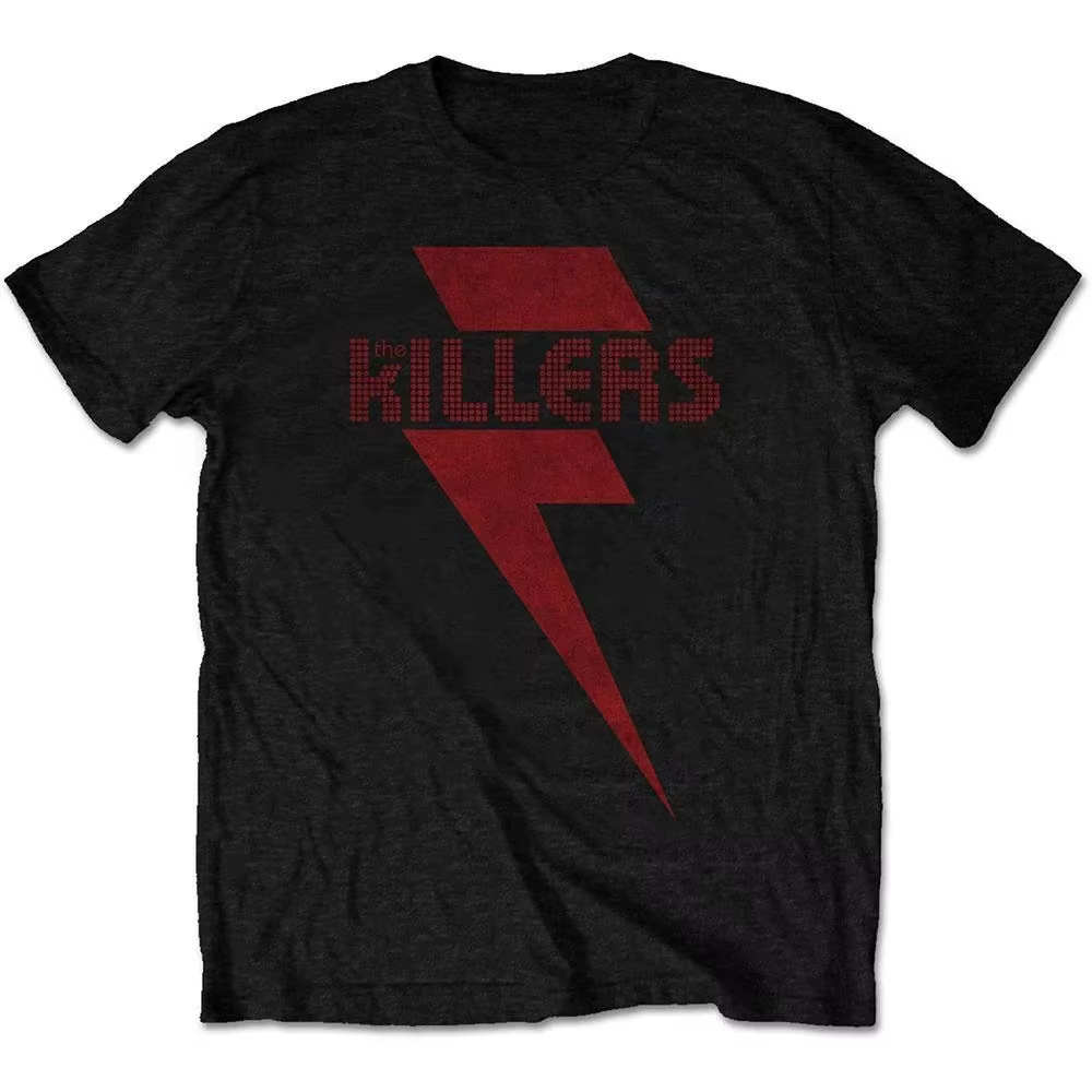 T-shirt en coton avec logo The Killers Dot Matrix imprimé, Indie Rock New Wave Streetwear, unisexe, 
