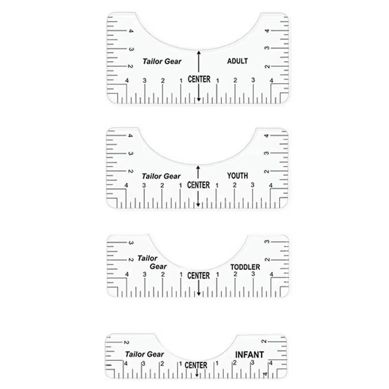 Lot de 4/8 règles d'alignement pour t-shirts, guide de mesure pour vinyle thermocollant, outil de ce