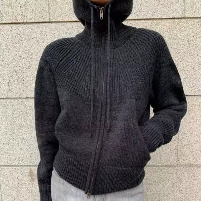 Cardigan tricoté en cachemire 100% pour femme, haut de gamme, double fermeture éclair, pull ample à 