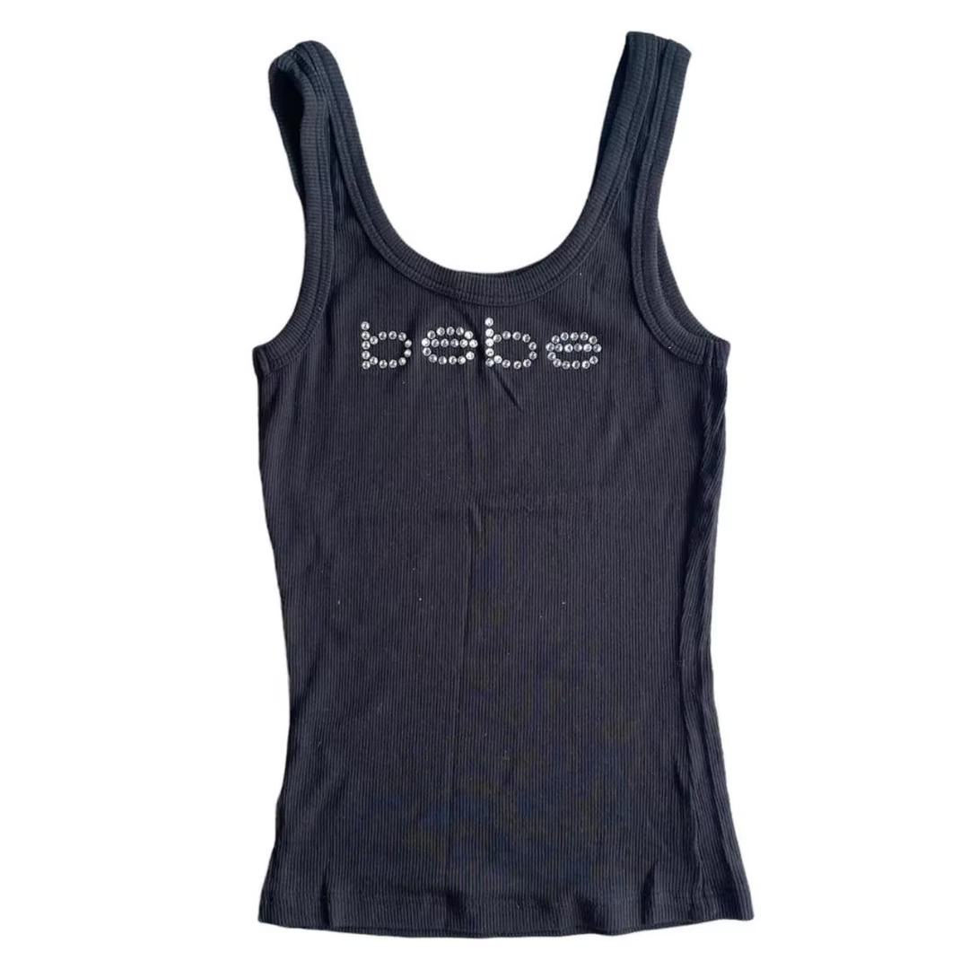 Débardeur Vintage sans manches avec lettres imprimées, haut court de personnalité, Slim, Streetwear,