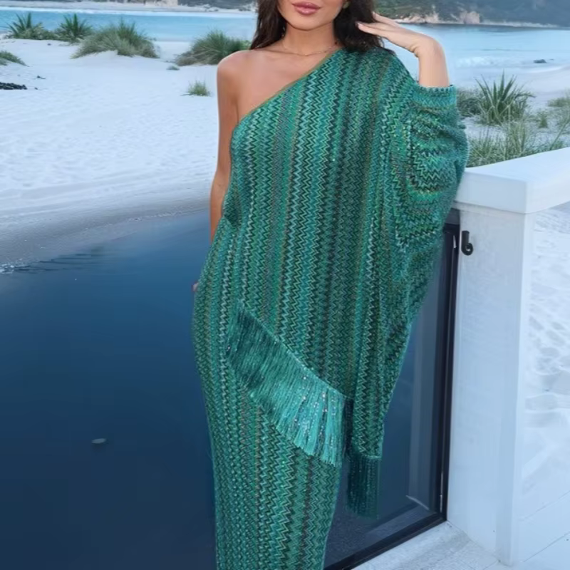 Robe à franges imprimée, jupe longue de Style élégant pour femmes, nouvelle collection été 2025