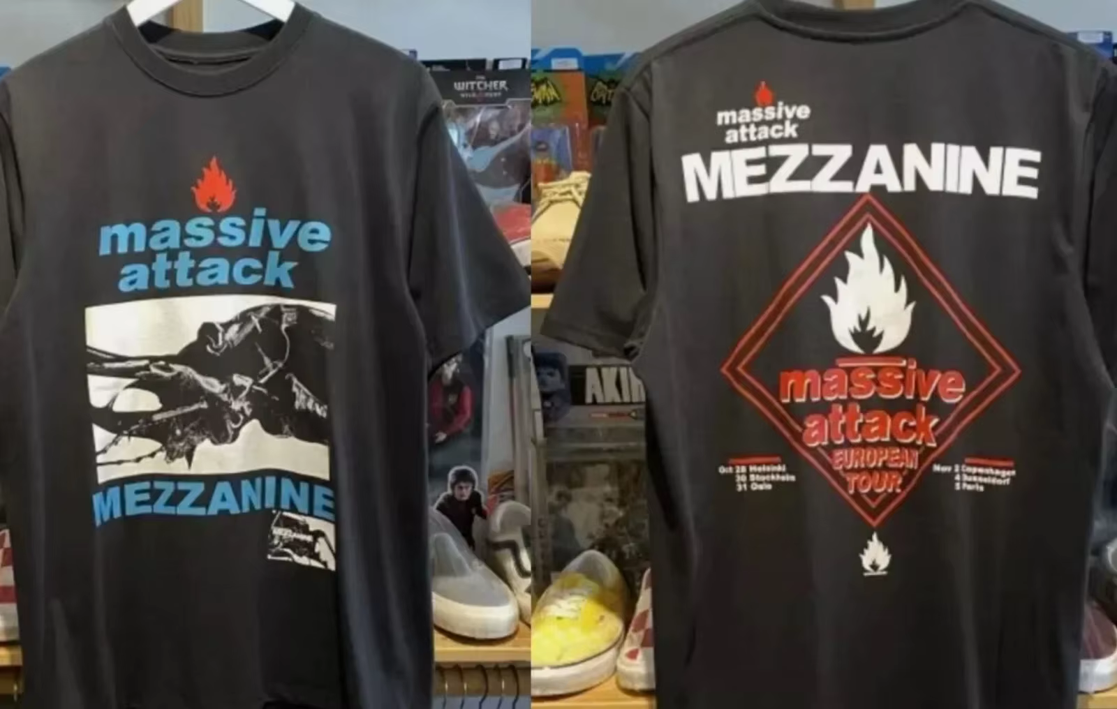 T-shirt de la tournée européenne Massive Attack Mezzanine pour homme, motif imprimé, haut décontract