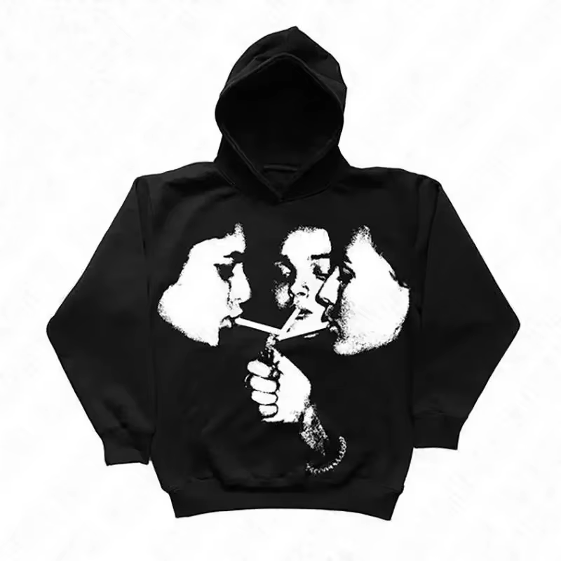 Tendances 2026 : Sweat à Capuche Sportif Homme Style Harajuku Gothique Motif Années 2000, Rétro Punk
