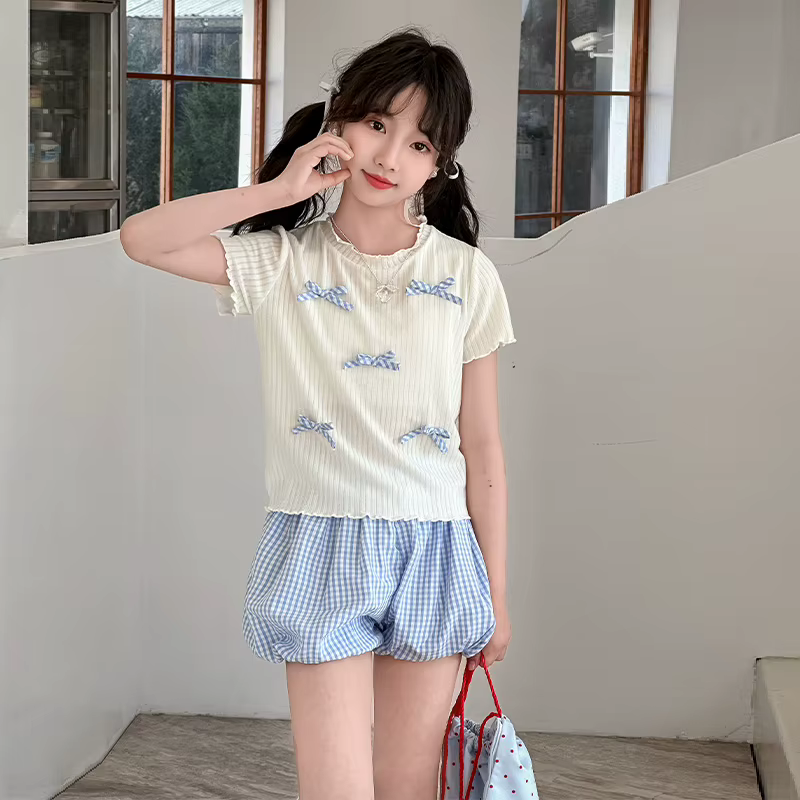 Ensembles de vêtements pour adolescentes, tenue d'été pour Fitness, vêtements coréens pour enfants, 
