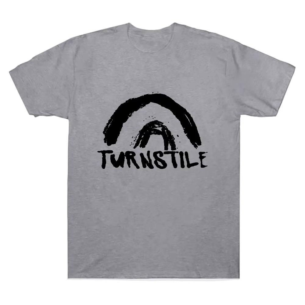 T-shirt Turnstile DOUBLE RAINBOW Tee Turnstile Band, T-shirt à manches courtes unisexe en coton, imp