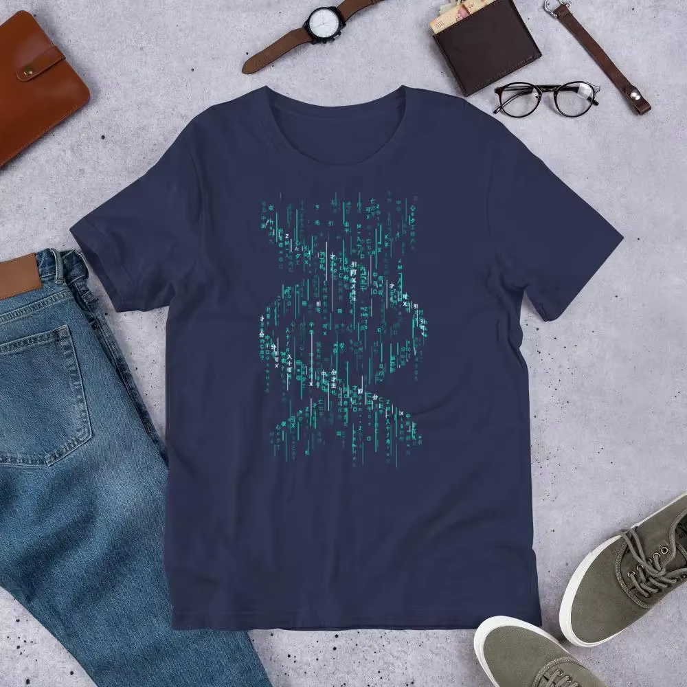 Matrice T-shirt Code binaire T-shirt Science T-shirt rétro Streetwear haute qualité col rond à manch