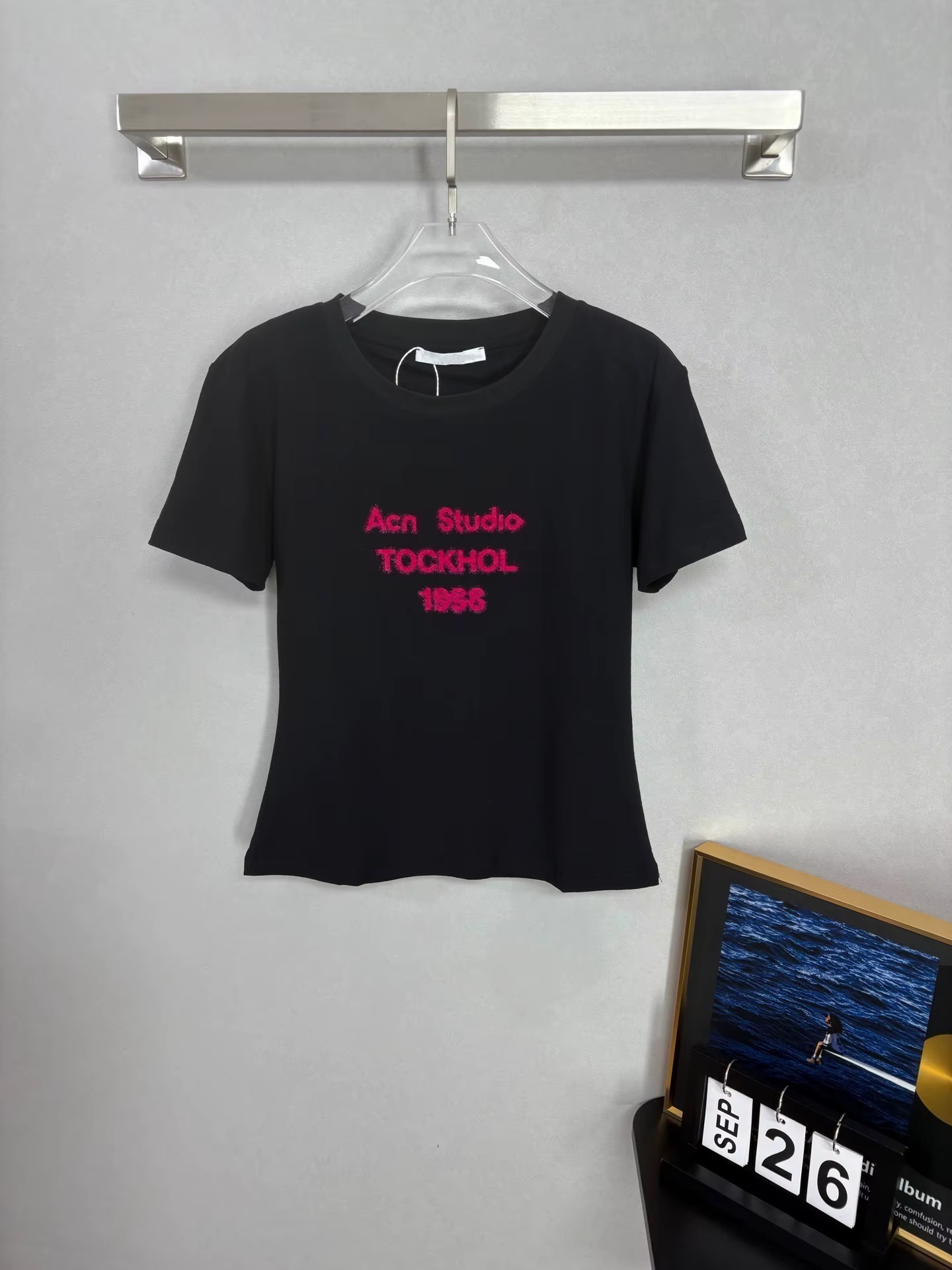 T-shirt à col rond et manches courtes pour femme, avec lettrage floqué, en coton, mode printemps-été