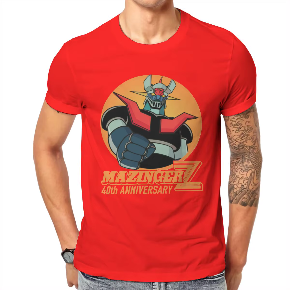 T-shirt manches courtes homme, 100% coton, hipster, robot Grendizer Goldorak Actarus, Mazinger Z 40t