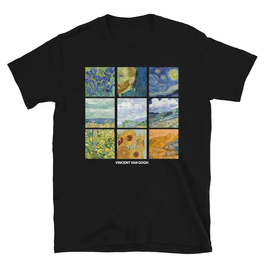 Vincent Van Gogh grille unisexe T-Shirt Van Gogh Art Tee Grunge esthétique vêtements Art amant célèb