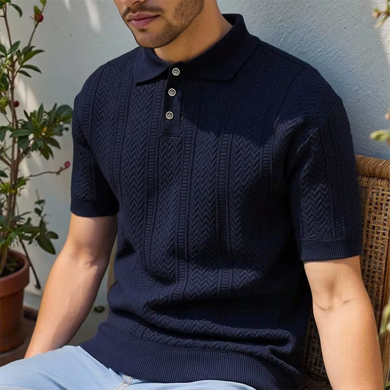 Nouveau T-shirt Polo en Maille pour Homme 2026 – Chemise Décontractée à Manches Courtes Extensible p
