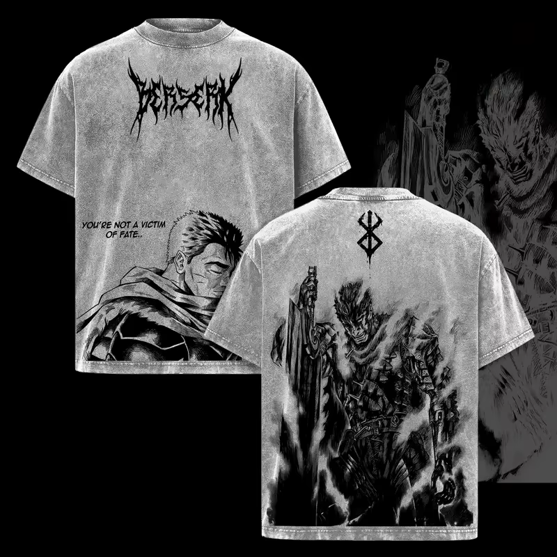 Anime Berserk Guts graphique T-shirt hommes à manches courtes vêtements surdimensionné T-shirt Vinta