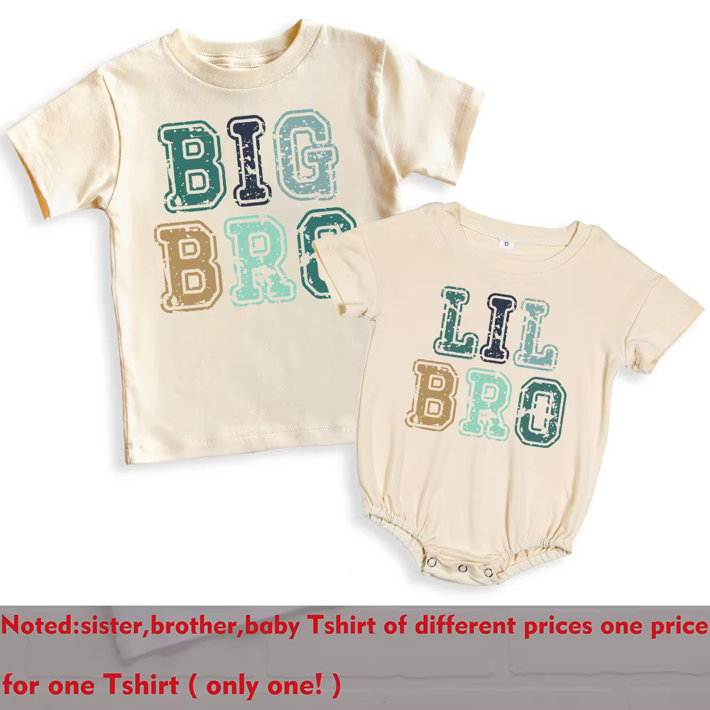 T-shirt assressentipour la famille imprimé Big Brother et Little Brother, t-shirt pour frères et sœu