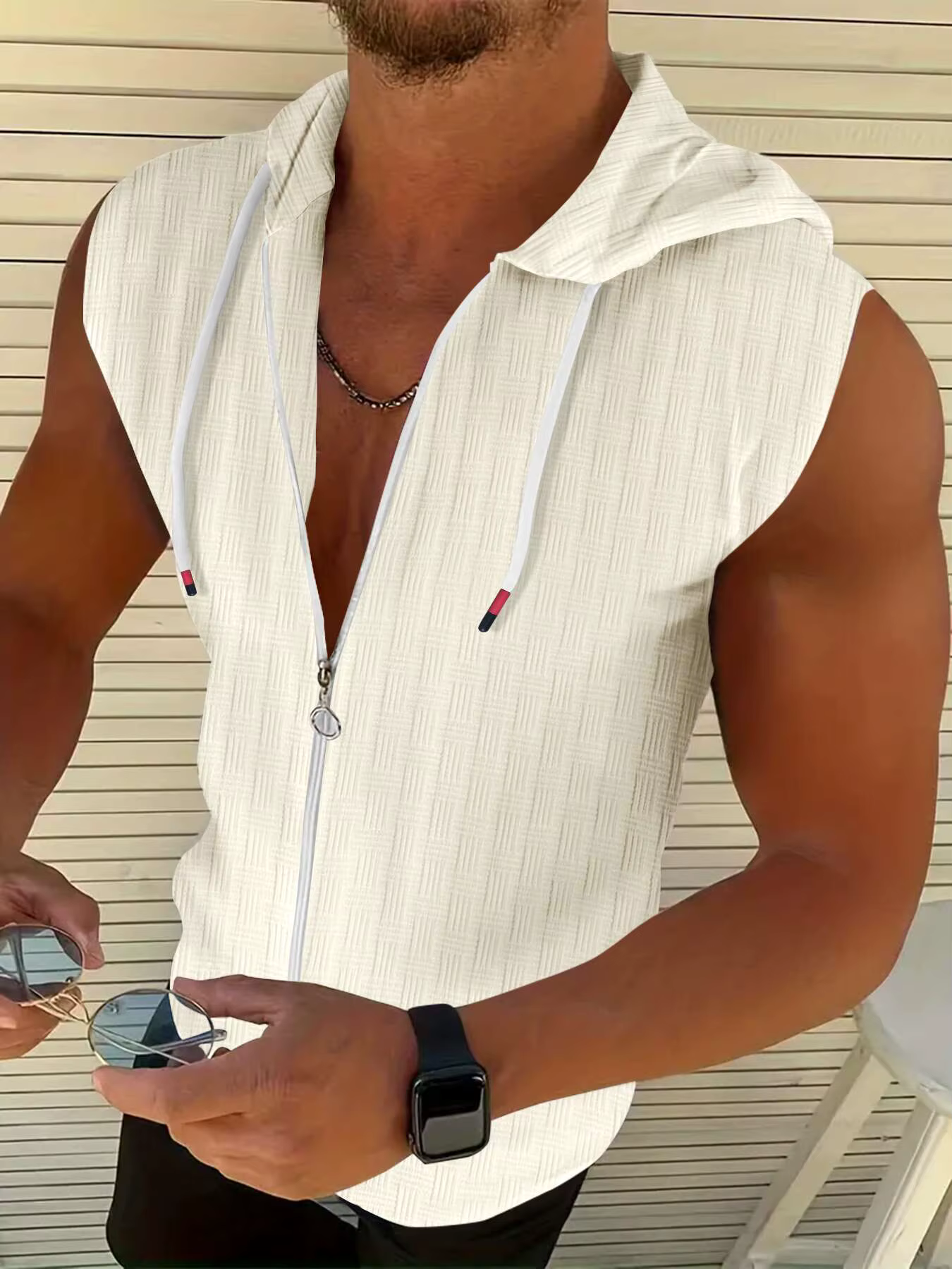 T-shirt pour homme, sweat-shirt à capuche slim fit d'été, sweat-shirt léger pour homme, haut de spor