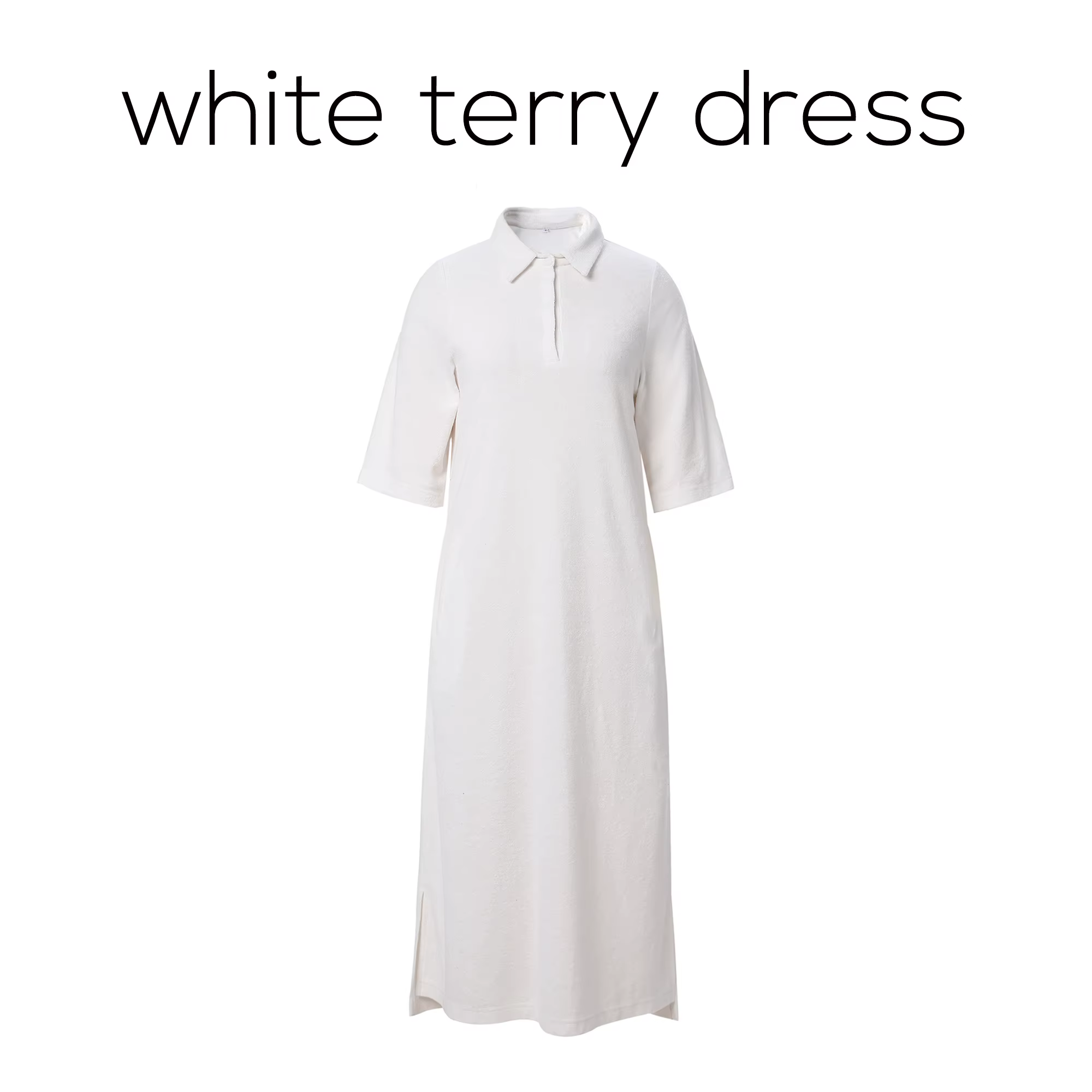 AP SS26 Nouvelle Robe Femme en Tissu Éponge avec Col, en Coton Extensible, Manches Longues Couvrant 