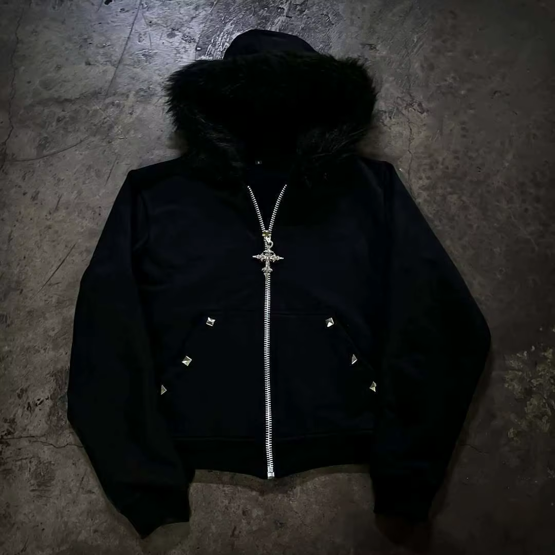 Sweat à capuche zippé en polaire sherpa Y2K, style rétro streetwear vintage des années 2000, chaud p
