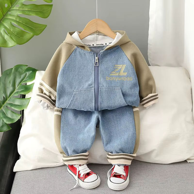 Ensemble deux pièces coréen pour enfants, veste et pantalon, vêtements pour enfants, haut pour bébé,