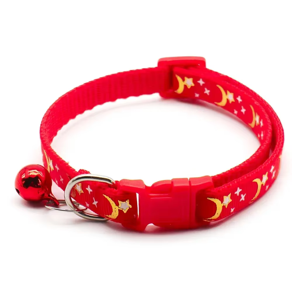 Accessoires pour chiens collier de chien réglable étoiles de lune de dessin animé avec cloche collie