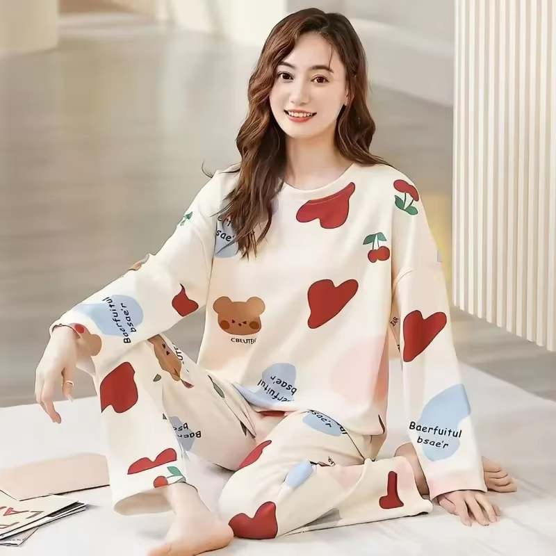 Femmes grande taille haute qualité mignon dessin animé à manches longues pantalon Cardigan imprimé f