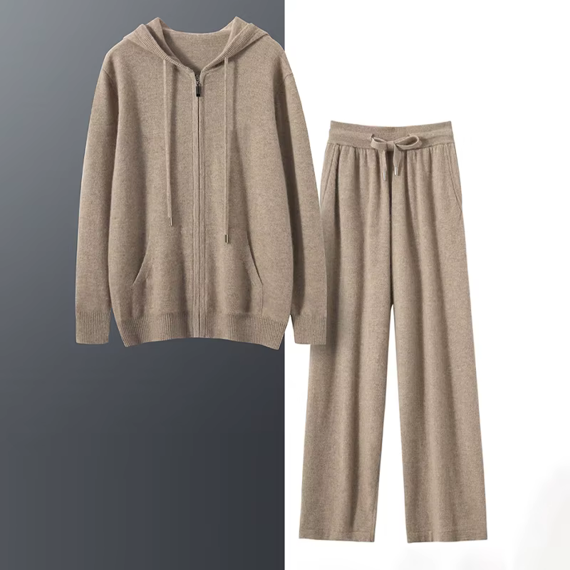Ensemble deux pièces à capuche en cachemire pur pour hommes, haut de gamme, mode Business, loisirs, 