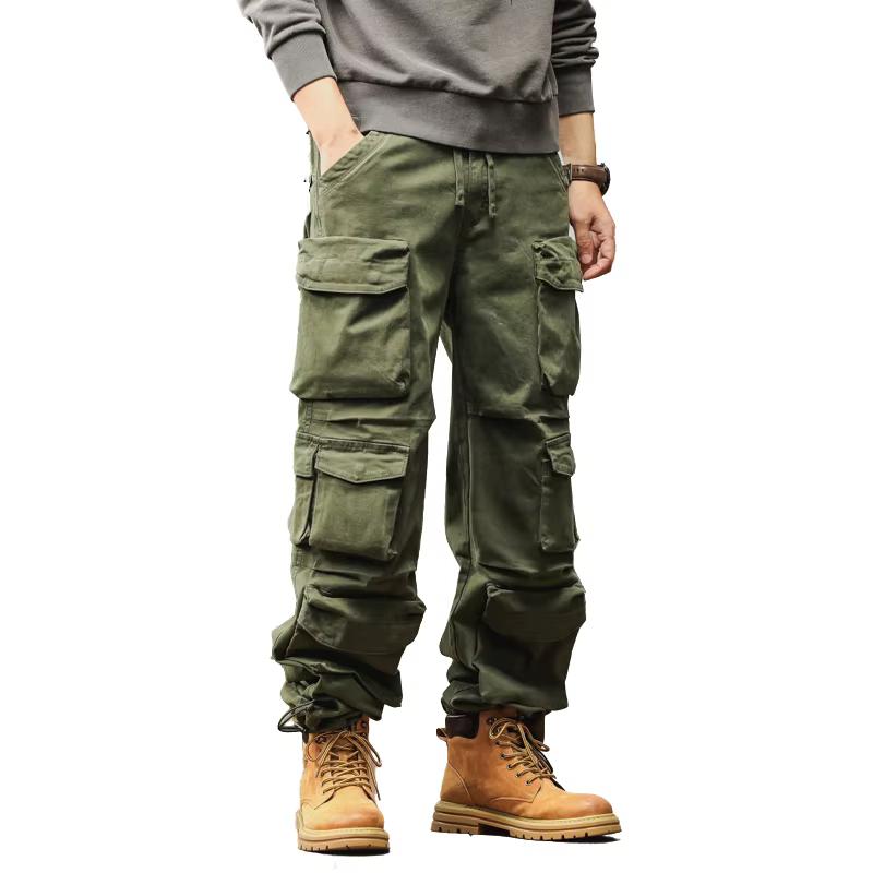 Pantalons de travail tendance pour hommes - Pantalons utilitaires légers en mélange de coton pour le