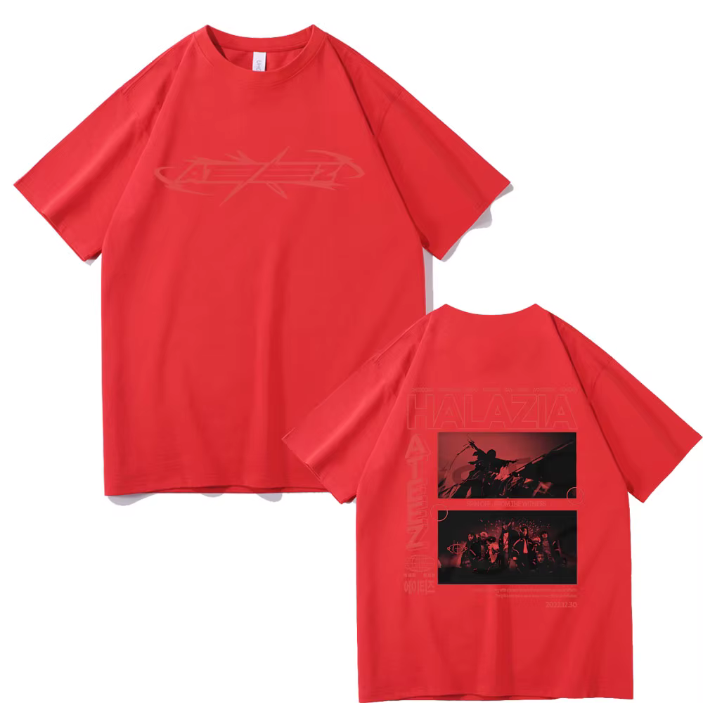 T-shirt imprimé double face Ateez Band pour hommes et femmes, streetwear décontracté, tendance de la