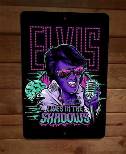 Elvis Lives in the Shadows Count Presley Panneau mural en métal
