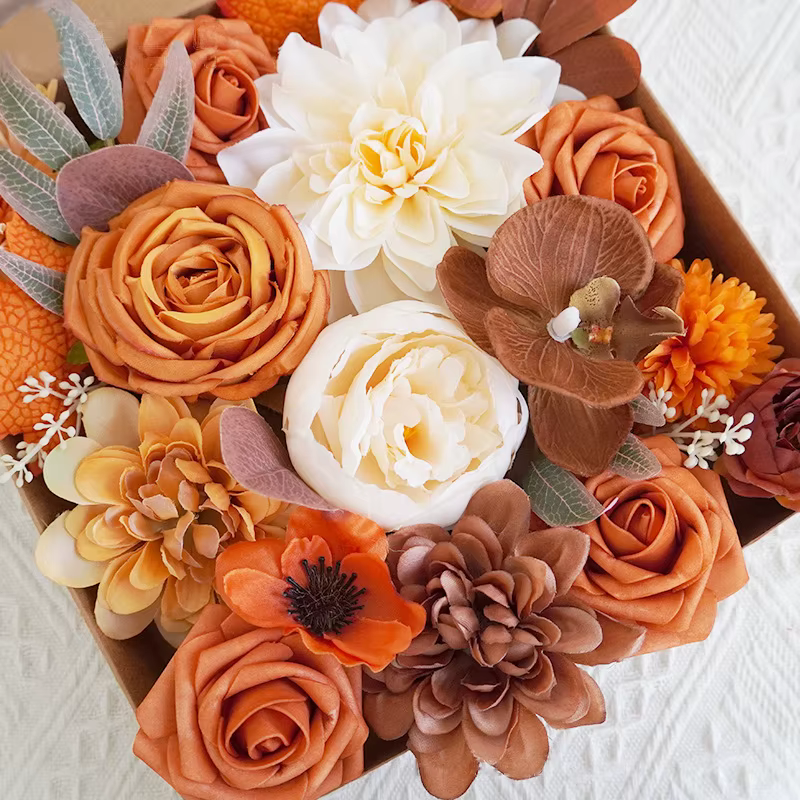 YeeNanee automne fleurs artificielles Combo coffret terre cuite pour bricolage centres de Table de m
