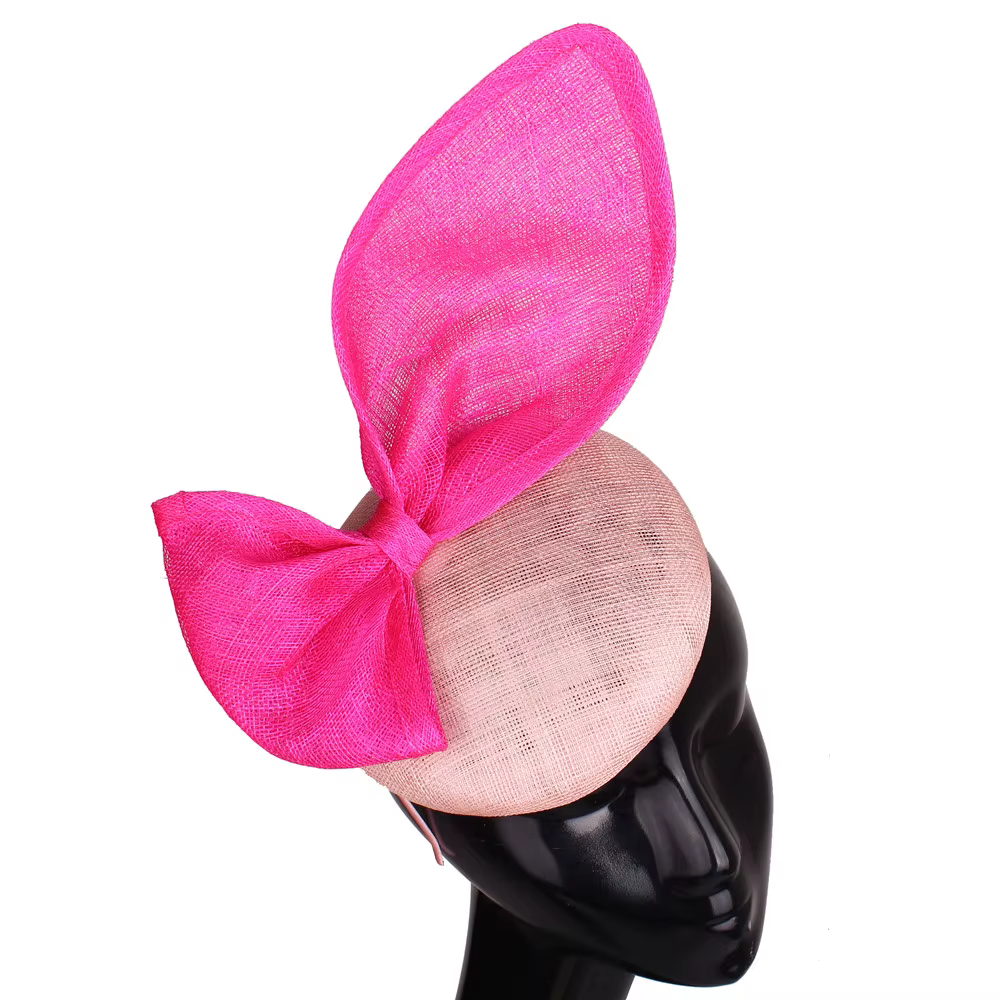 Sinamay Birde Gatineau Inery Cap, 4 couches de lin, nœud de mariage, chapeau Fascinator avec bandeau