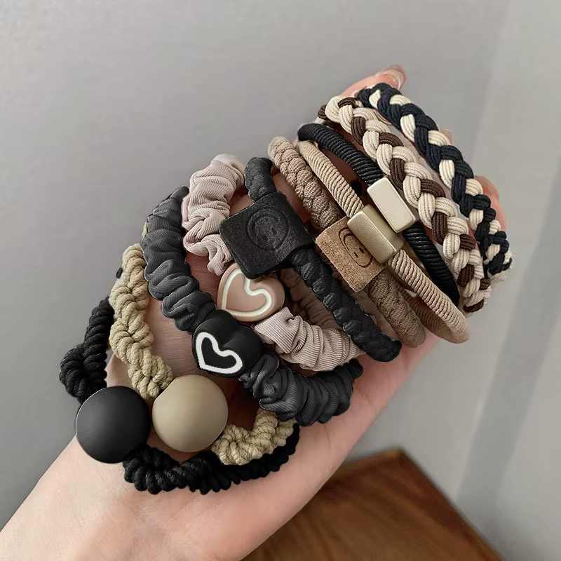 10 pièces bandeau en cuir bande femme haute queue de cheval étui cheveux accessoires Simple haute él
