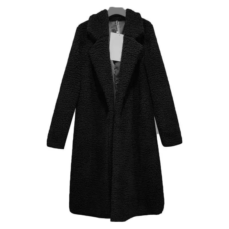Mode chaud pardessus femme hiver 2026 ample doux longue veste manteaux femme vêtements couleur unie 