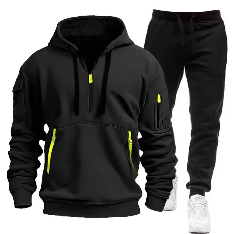 2025 Spring Autumn Fashion Trend Men Hooded Clothes Pants Sweatshirt Zipper Casual Clothinfg Persona