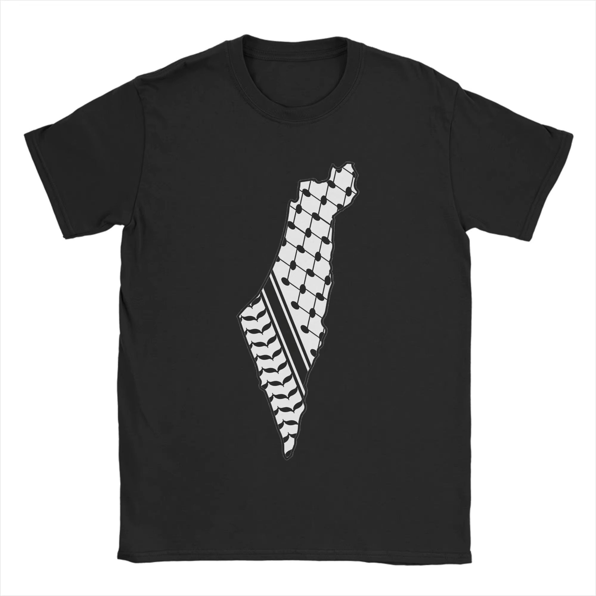 Hommes Keffiyeh Palestine carte t-shirt 100% coton vêtements humoristique à manches courtes col rond