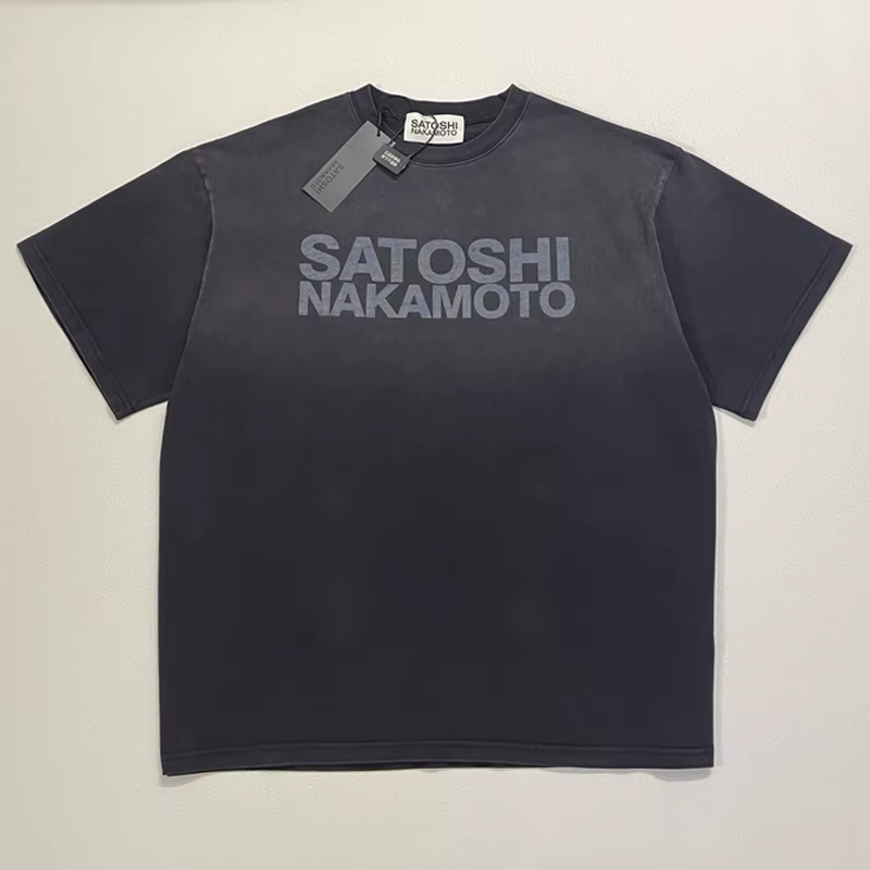 T-shirt d'été de haute qualité Satoshi Nakamoto, streetwear rétro à motif lettres, manches courtes, 