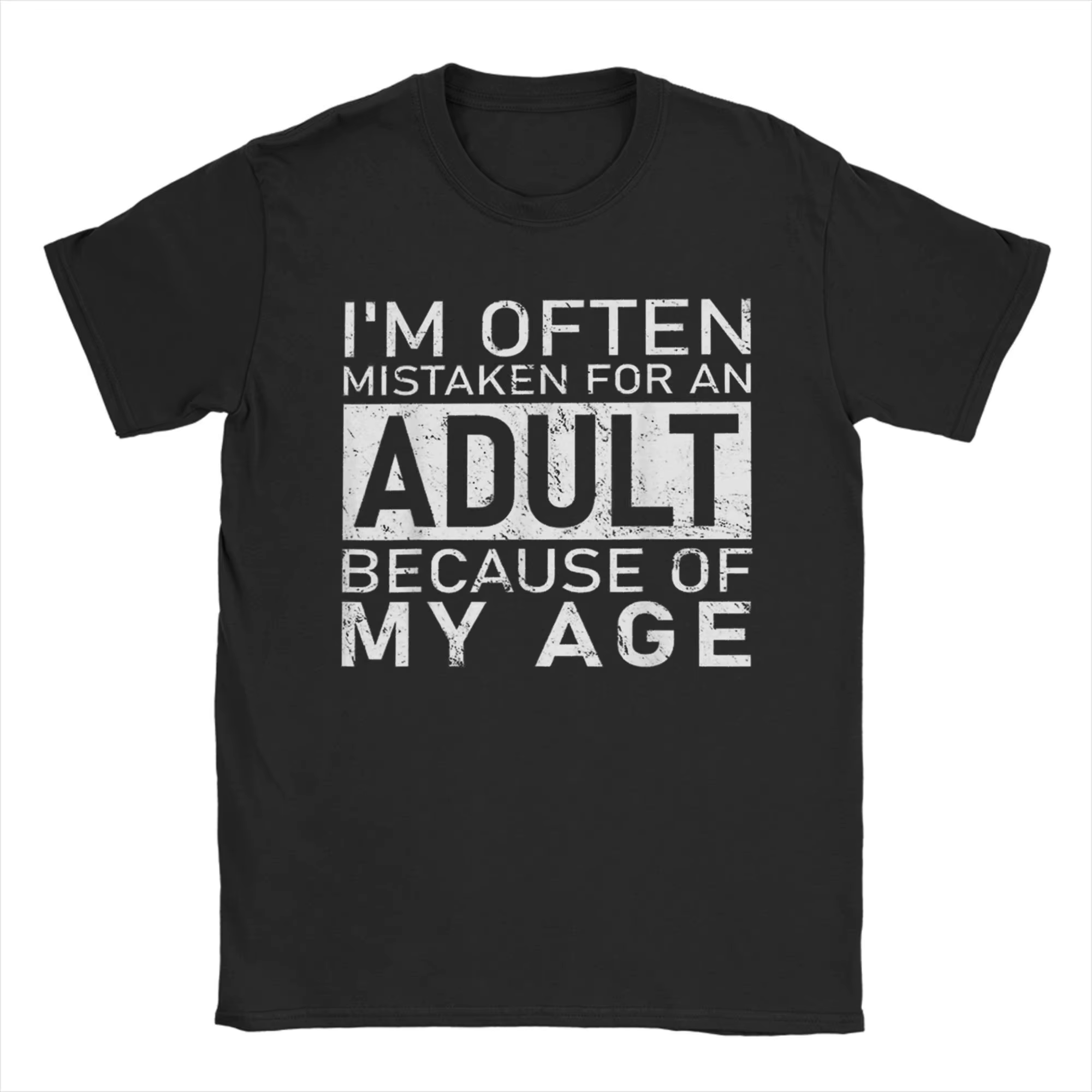 T-shirt amusant pour hommes, je suis souvent prisé pour un adulte à cause de mon âge, t-shirt à manc