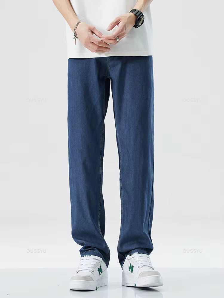 Jeans pour hommes en tissu Lyocell, vêtements de marque de haute qualité, pantalons en Denim droits 