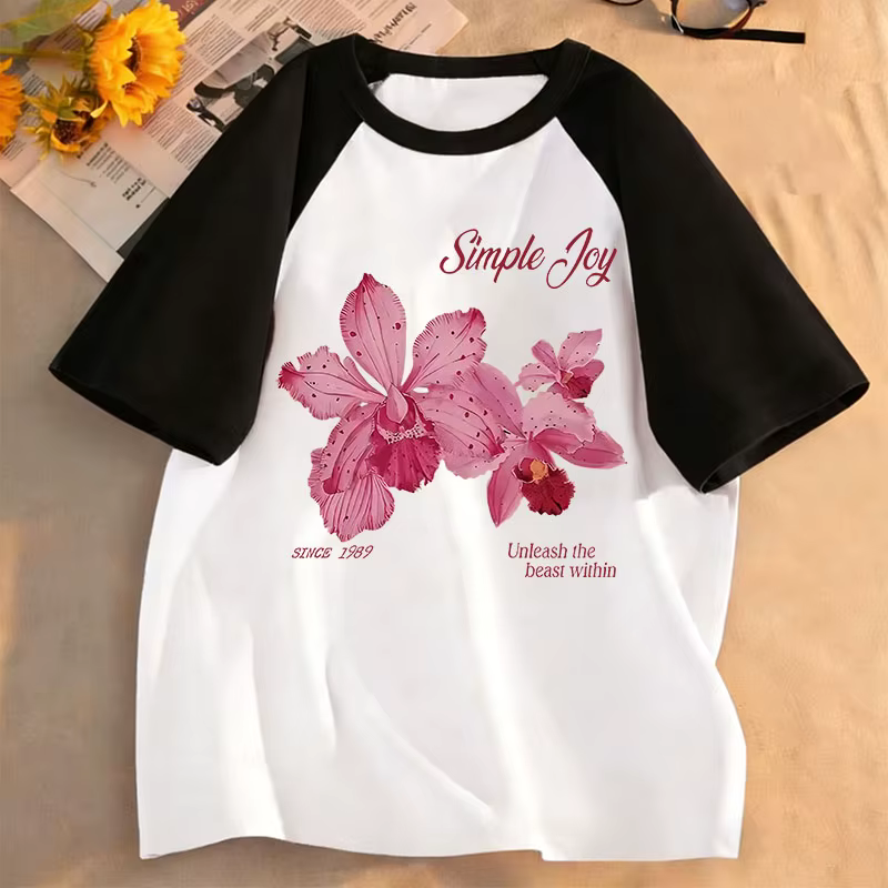 T-shirts à motif floral amusant pour enfants, t-shirt décontracté pour filles, été et printemps