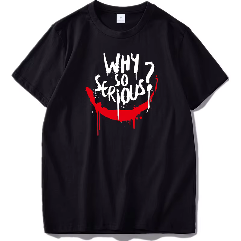 Joker – t-shirt manches courtes noir, 100% coton, impression numérique «pourquoi», Cool, taille ue