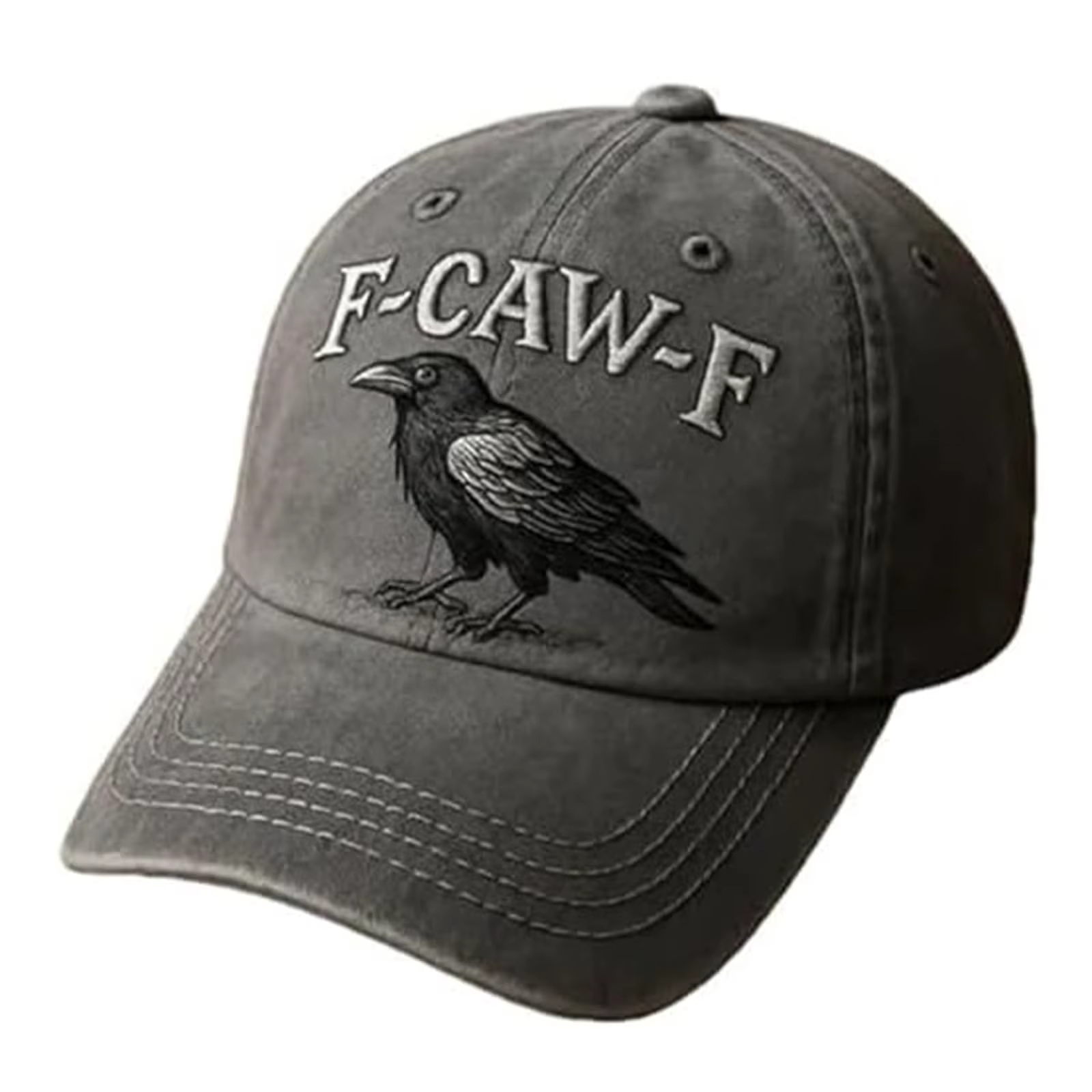 Casquette F-Caw-F, Casquette Gothique Vintage F CAW F, Casquette de Baseball Grise Lavée Brodé Régla