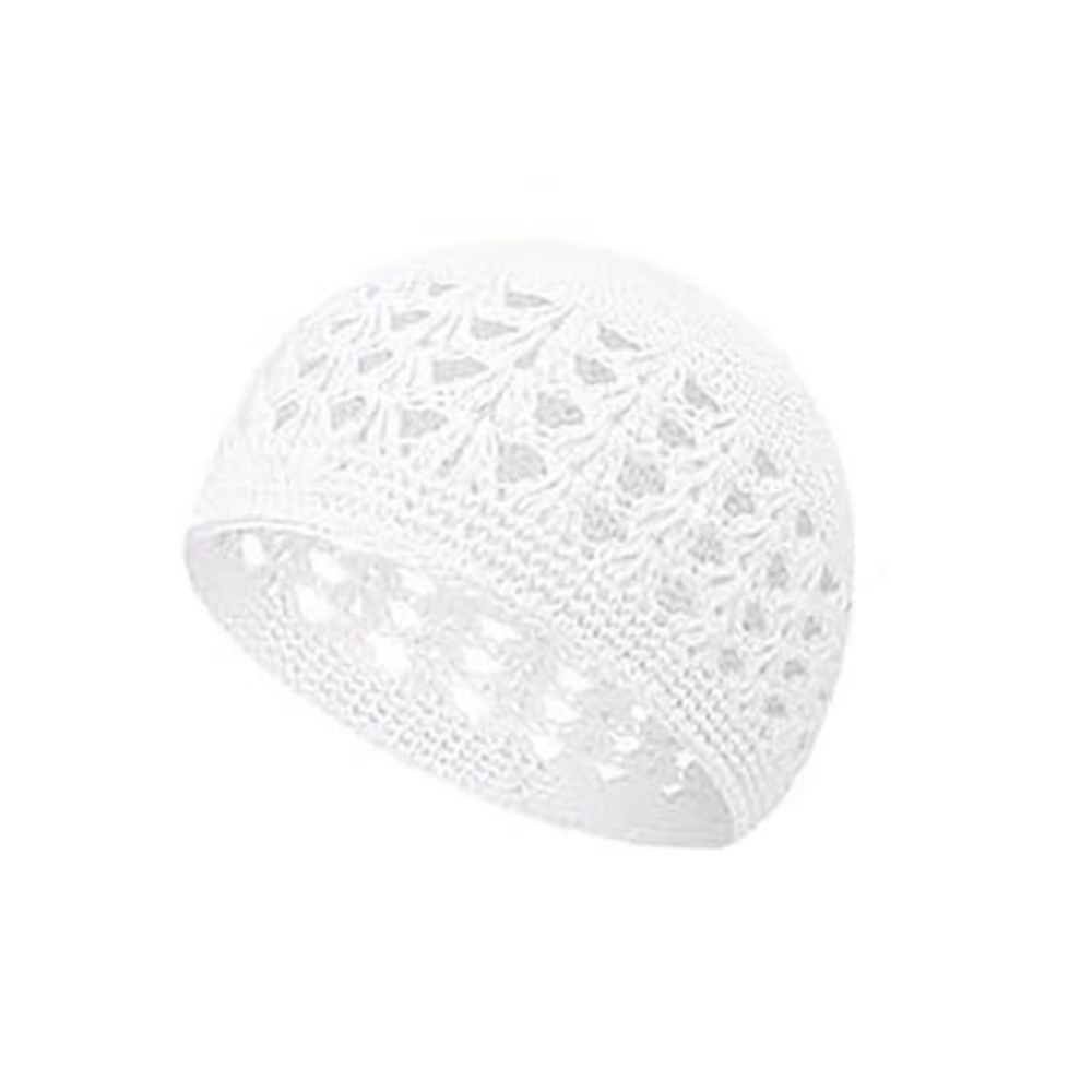 Bonnet en tricot crocheté tendance, couleur unie, fait main, style Kufi, extensible, chaud pour l'hi