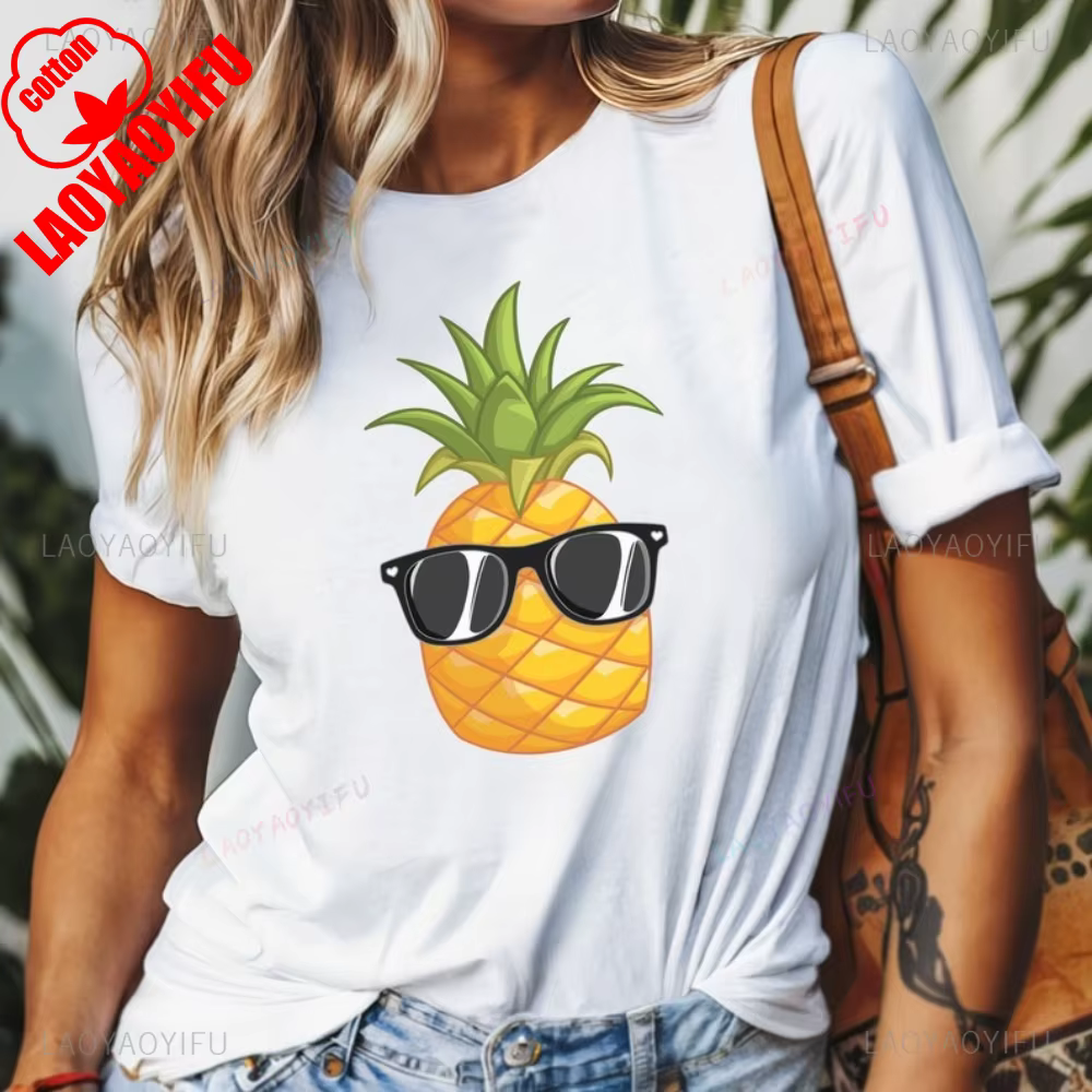 Ananas fruits hauts t-shirt un modèle de dessin animé intéressant et mignon d'ananas portant des lun