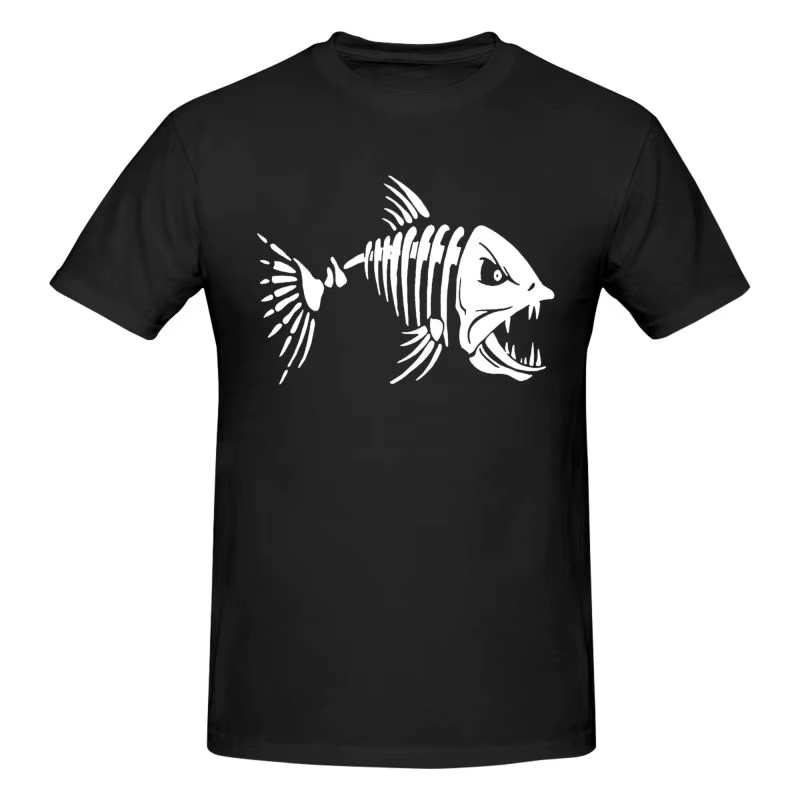 T-shirt à imprimé graphique Poisson Osseux, drôle, grande taille, en coton, décontracté, pour homme,