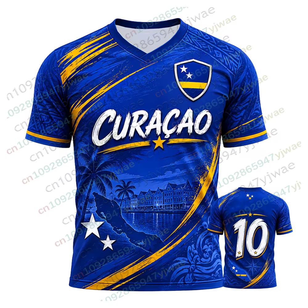 T-shirt de football Curacao 3D, maillot de supporter avec drapeau de Curaçao, respirant, séchage rap