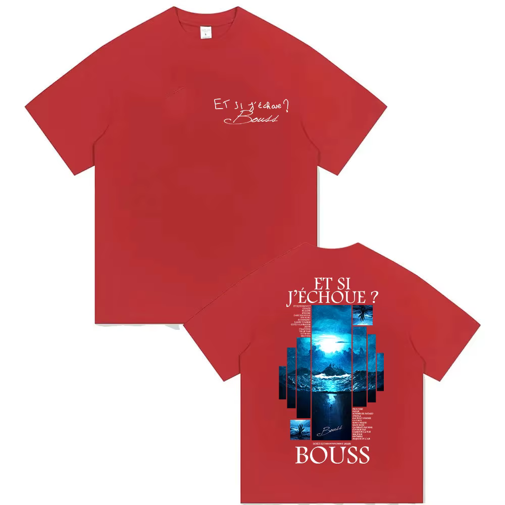 Rappeur BOUSS ET SI J'ECHOUE? Tour 2025 t-shirt graphique hommes rétro Hip Hop manches courtes T-shi