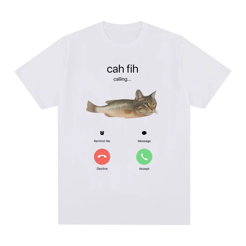 T-shirt humoristique Cah Fih Meme : Chat, Poisson, Meme Hybride – Cadeau Culture Internet Humour Abs