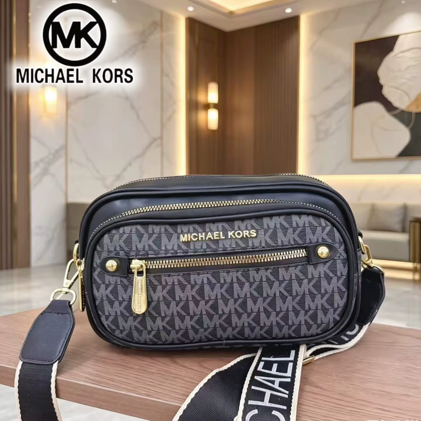Sac à bandoulière Michael Kors pour femme, sac photo classique MK avec lettres, sac de voyage et de 